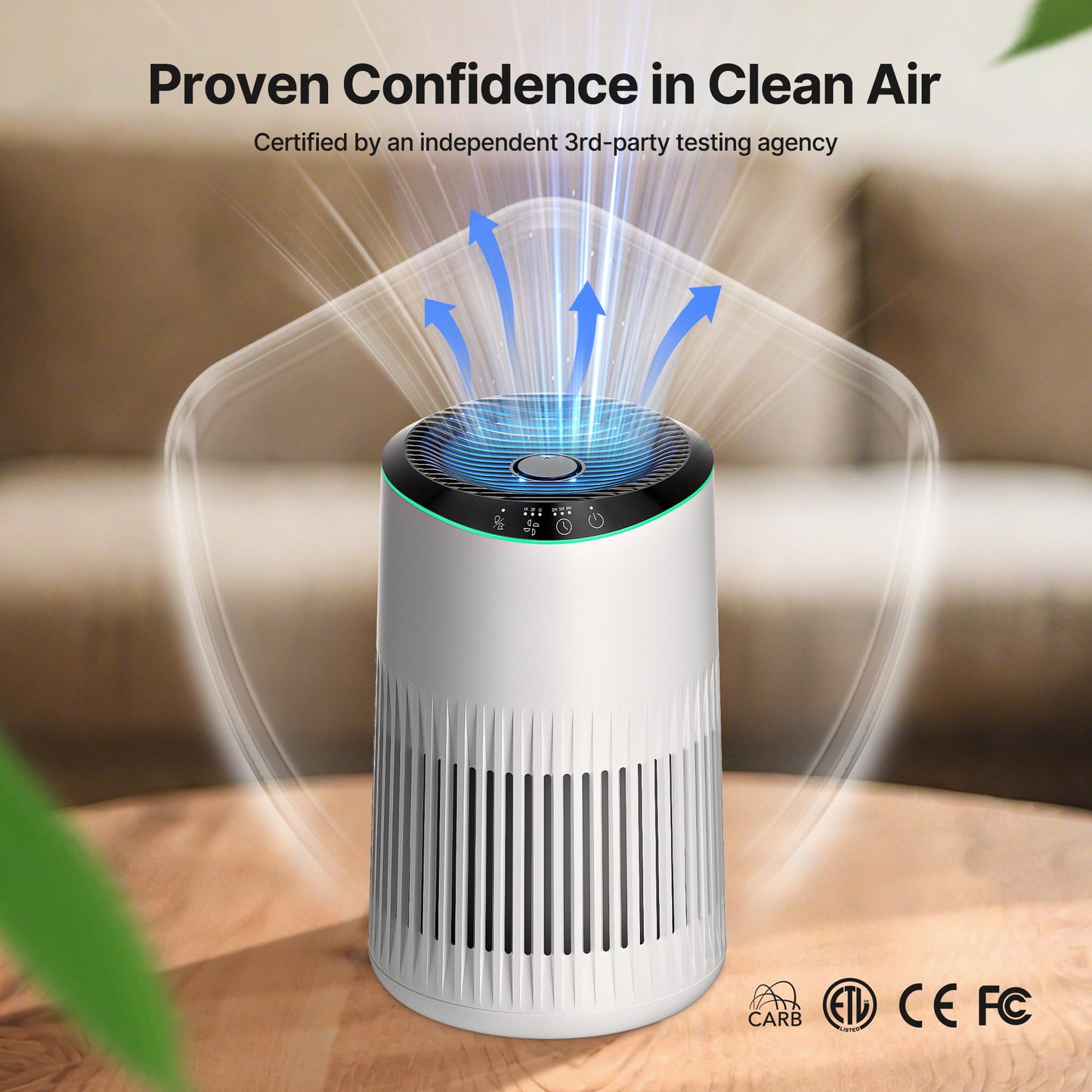 Air Purifiers for Bedroom Home, Air Purifier for Smoke Odors with Fragrance Sponge, Small Air Purifier with Sleep Mode for Bedroom Office, Blue Night Light, White, 1 Pack+3 Modes