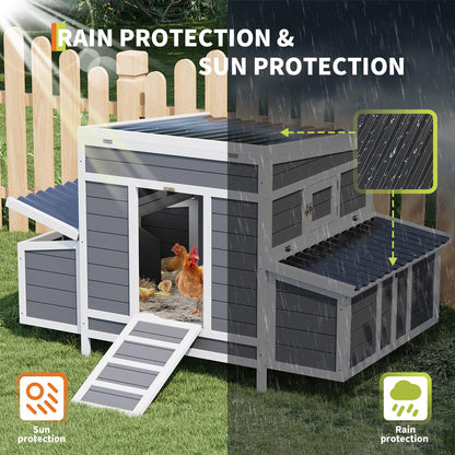 GarveeTech Small Chicken Coop Wooden, Chicken Hutch for 4-6 Chickens with 2 Nesting Boxes, Waterproof Roof, No-Slip Ramp & Pull-Out Tray, Rabbit Hutch Outdoor, Bunny Cage Indoor (54"l x 34"w x 34"h)