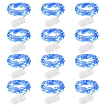 Brightown 12 Pack Led Fairy Lights Battery Operated String Lights Waterproof Silver Wire 7 Feet 20 Led Firefly Starry Moon Lights for DIY Wedding Party Bedroom Patio Christmas (12 Pack, Blue)
