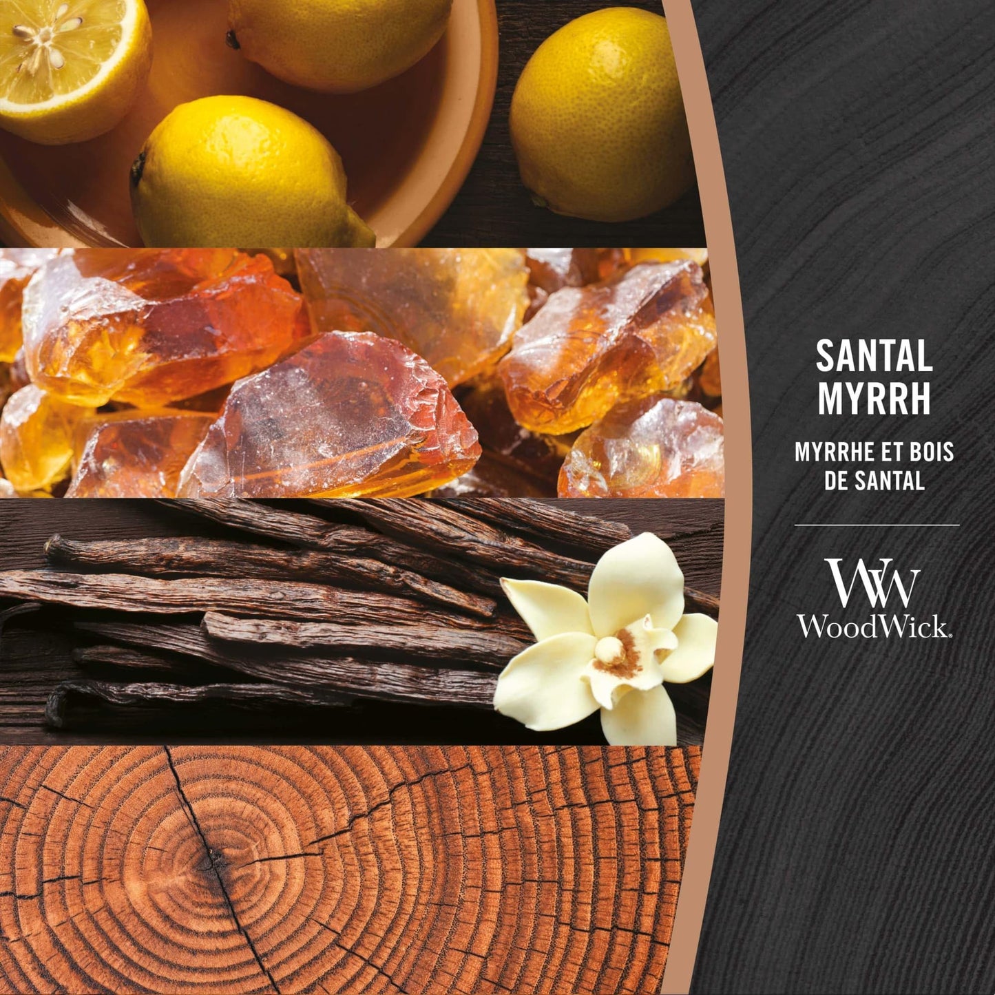 WoodWick Large Hourglass Candle Santal Myrrh - Premium Soy Blend Wax Pluswick Innovation Wood Wick Made in USA