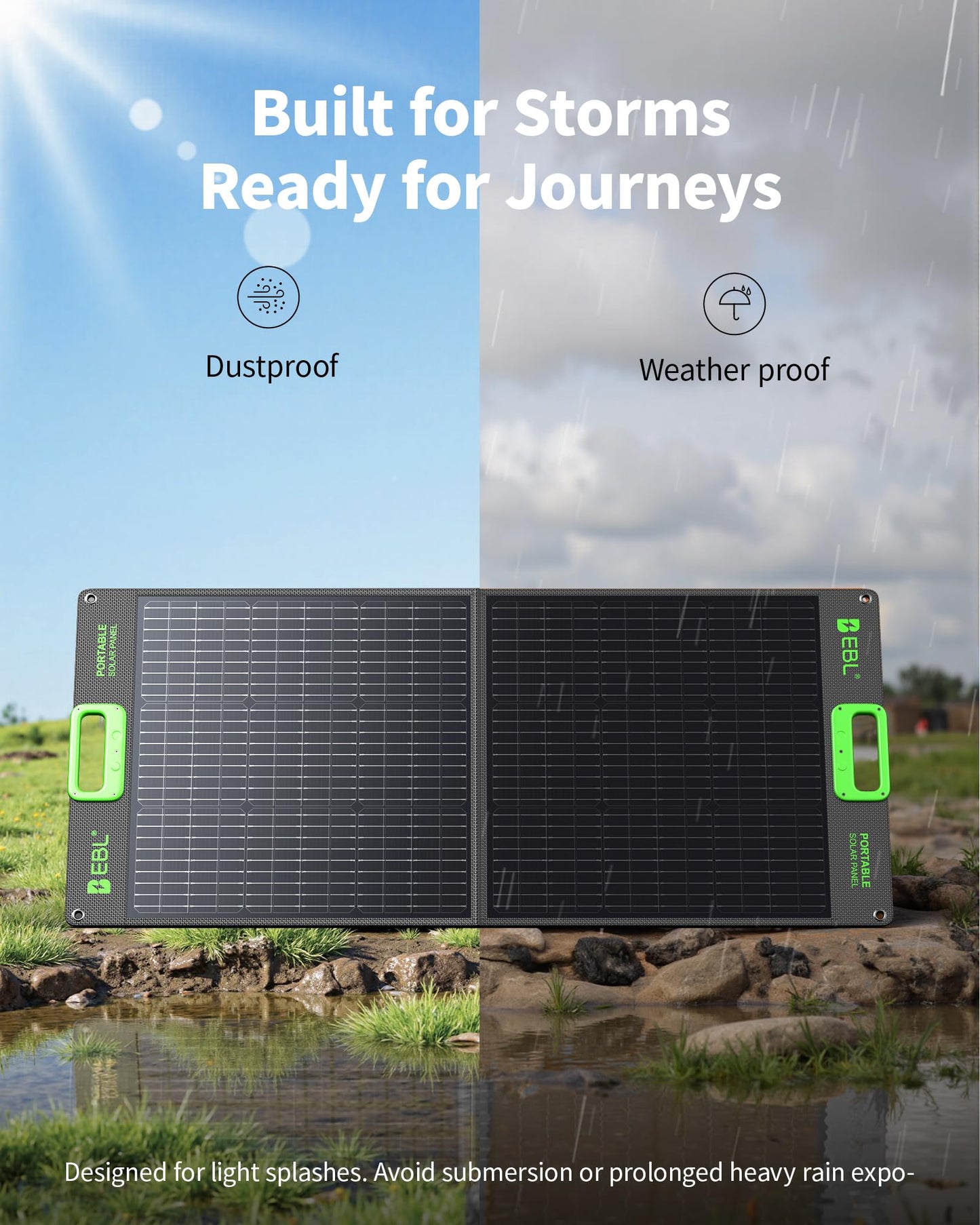 EBL Solar Panel 100W Portable Solar Panel (Upgraded) for 240/300/500/1000/1500/2000 Power Station, with Adjustable Kickstand and Parallel Cable, Waterproof IP65 for Outdoor Camping Hiking RV Trip