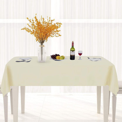 sancua 100% Waterproof Rectangle PVC Tablecloth - 70 x 70 Inch - Oil Proof Spill Proof Vinyl Table Cloth, Wipe Clean Table Cover for Dining Tables, Buffet Parties and Camping, Beige