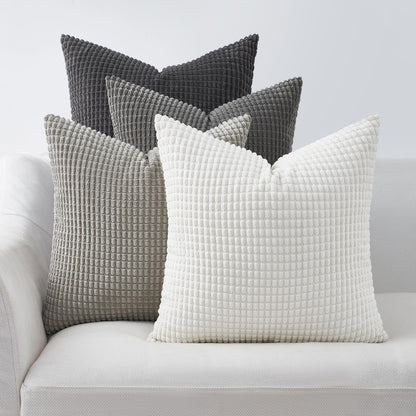 Topfinel 4 Packs Grey Decorative Throw Pillow Covers 24x24 Inch for Living Room Couch Bed Sofa, Boho Western Farmhouse Home Decor, Square Soft Moss Corduroy Fall Cushion Case 60x60 cm