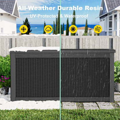 EasyUp 320 Gallon Deck Boxes Waterproof, Outdoor Large Storage Boxes with Lids, Outside Resin Storage Box & Deck Boxes for Patio, Garden Use(Black)