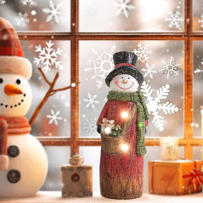 Smadeer Christmas Snowman Decoration - LED Light-Up Resin Figurine | 9.8 Inch Holiday Table Decor
