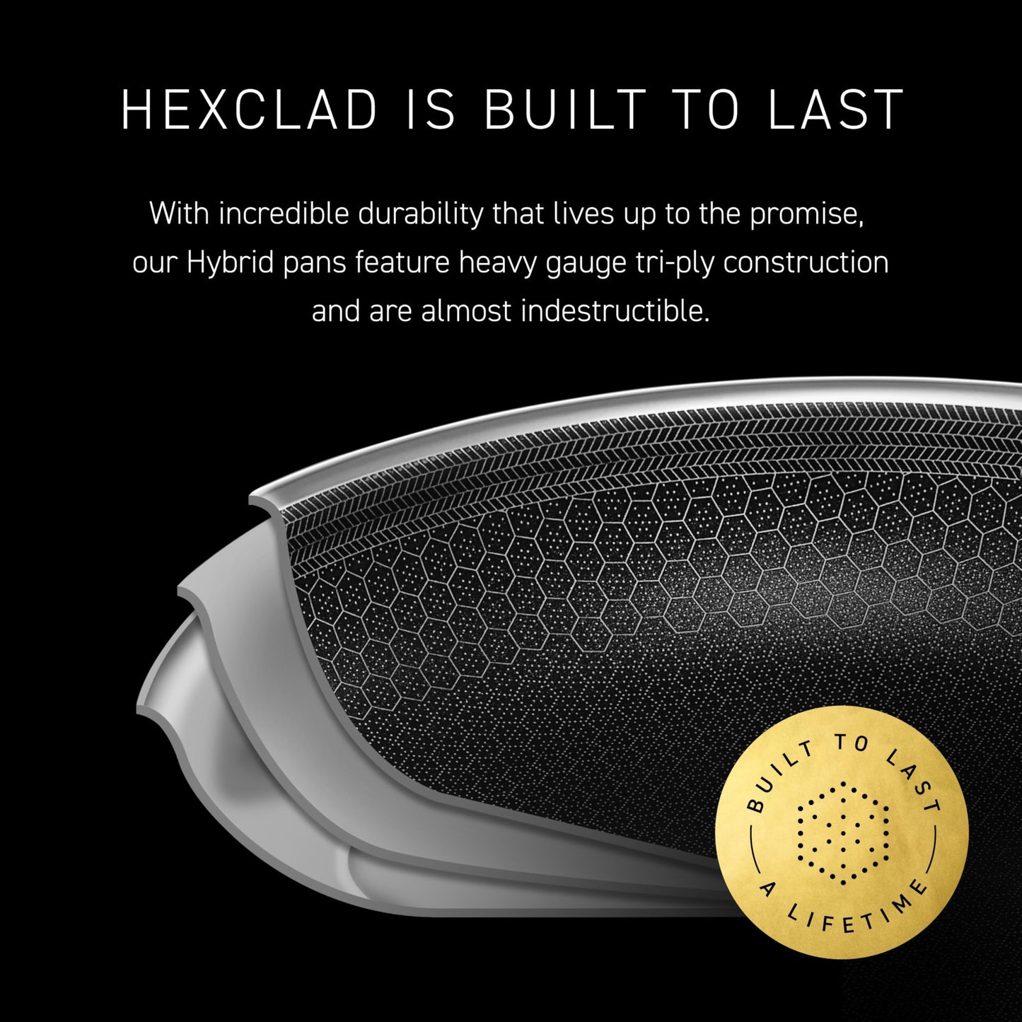 HexClad Hybrid Nonstick 10-Inch Frying Pan, Stay-Cool Handle, Dishwasher-Friendly, Oven-Safe Up to 900°F, Induction Ready, Compatible with All Cooktops