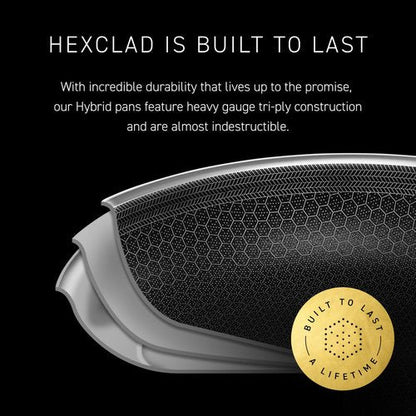 HexClad Hybrid Nonstick 12-Inch Frying Pan with Tempered Glass Lid, Stay-Cool Handle, Dishwasher-Friendly, Oven-Safe Up to 900°F, Induction Ready, Compatible with All Cooktops