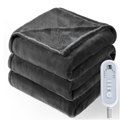 Heated Blanket Twin, Electric Blanket Soft Sherpa Flannel, 10 Hours Auto Shut-off & 8 Fast Heating Levels, Machine Washable ETL Certified, Heating Blanket for Bed & Sofa (62x84 inches, Gray)
