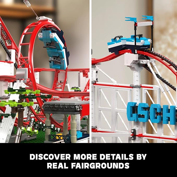 Mould King Roller Coaster Building Set Large Amusement Park Coaster Model Kit with Motors Creative Gift for Adults Engineering STEM Toy for Teens (3646 PCS)