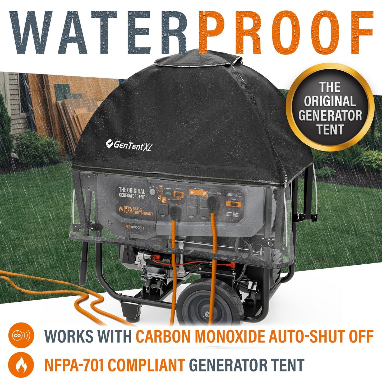 GenTent XL Open Frame Running Cover – Universal Kit Generator Tent for Larger Generators (Black, XL - Standard)