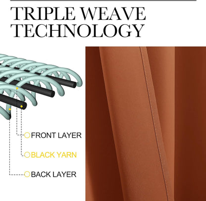NICETOWN Burnt Orange Blackout Curtains - Thermal Insulated Drapes, 1 Pair, 29 x 40 Inches