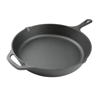 12 Inch Cast Iron Skillet, Pre-Seasoned Frying Pan for Oven, Stovetop, Grill & Campfire, Durable, Non-Toxic, Even-Heating Cookware, Black