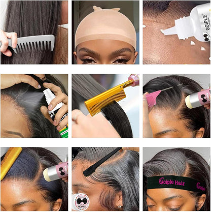Electric Hot Comb Hair Straightener Heat Pressing Combs Ceramic Curling Flat Iron Curler, Hot Comb Electric for Wigs Electrical Straightening Comb Curling Iron for Natural Hair with Anti-Scald Case