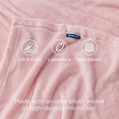 Bedsure GentleSoft Pink Fleece Blanket - Soft, Lightweight Plush Cozy Throw for Bed, Sofa, Travel | 50x70 Inches