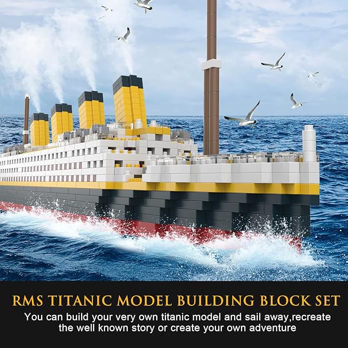 Titanic Micro Mini Building Set1878 Pieces Big Ship Model Building ToysDIY Educational Toys 3D Puzzle KitSTEM Ship Creative Project Model Building Set Birthday for AdultsKids