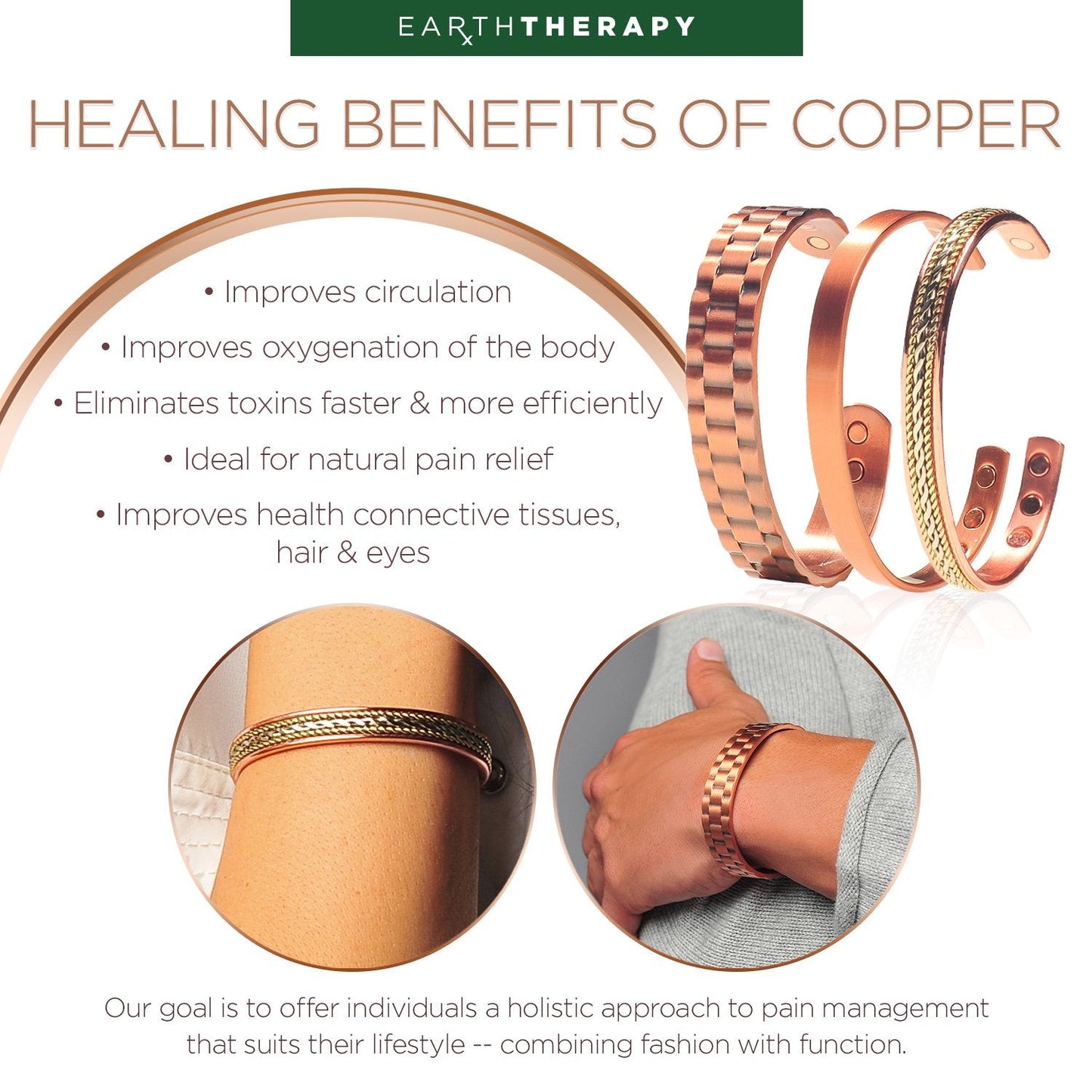 Earth Therapy Pure Copper Celtic Pewter Magnetic Bracelet – Unisex Sport Band with Ultra Strength Magnets - Adjustable