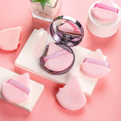 Pimoys 6 Pieces Powder Puff Face Makeup Sponge Soft Velour Triangle Powder Puffs Beauty Sponge Stocking Stuffers for Loose Powder (Black, Pink)