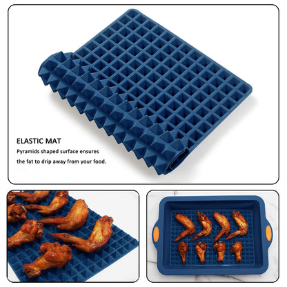 To encounter 8 in 1 Silicone Baking Set - 6 Cake Molds - 2 Silicone Baking Mat, Nonstick Cookie Sheet, Cake Muffin Bread Pan with Grips and Metal Reinforced Frame More Strength, Navy Blue