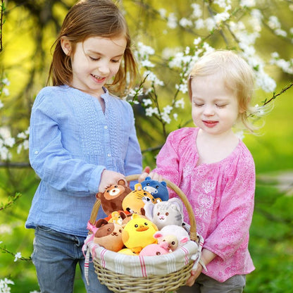 Halloscume 18 Pcs Mini Stuffed Animals Bulk 3.15 Inch Small Plush Farm Jungle Animal Ornament Set for Valentine's Day Exchange School Prizes Easter Egg Fillers Basket Stuffers Birthday Party Favors