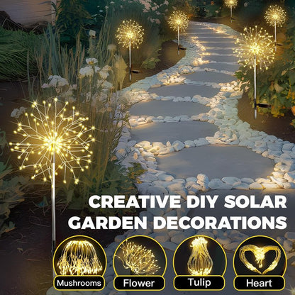 suddus Solar Garden Lights Outdoor Waterproof Decorative, 2Pack 150LED Firework Lights, Solar Fairy Lights for Yard, Garden, Party, Patio, Pathway, Flowerbed - Warm White