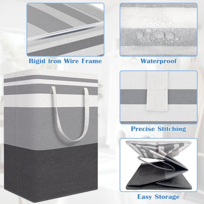 BlissTotes 3-Pack Laundry Basket, Freestanding＆Waterproof Laundry Hamper, Collapsible Tall Clothes Hamper with Easy Carry Handles for Clothes, Towels in the Family and Dorm,Gradient Grey,88L