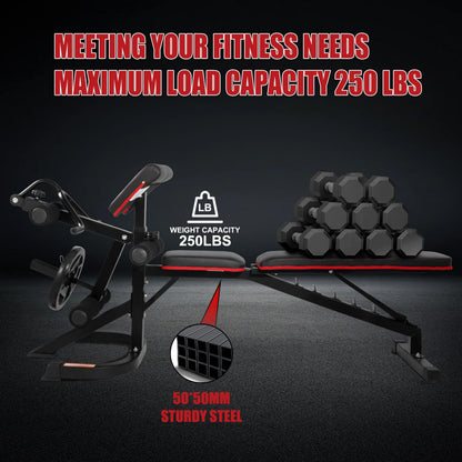 Fitvids Adjustable Weight Bench, Workout Bench for Home Gym, Adjustable 6 Position Utility Bench with Leg Extension and Preacher Pad, Leg Extension and Curl Machine, Multiple Styles