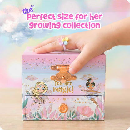 Giggle & Honey Musical Fairy Jewelry Box for Girls - Kids Music Box with Spinning Fairy and Mirror, Princess Gifts for Little Girls, Jewelry Boxes, Childrens Birthday Gift - Ages 3-10, Pink