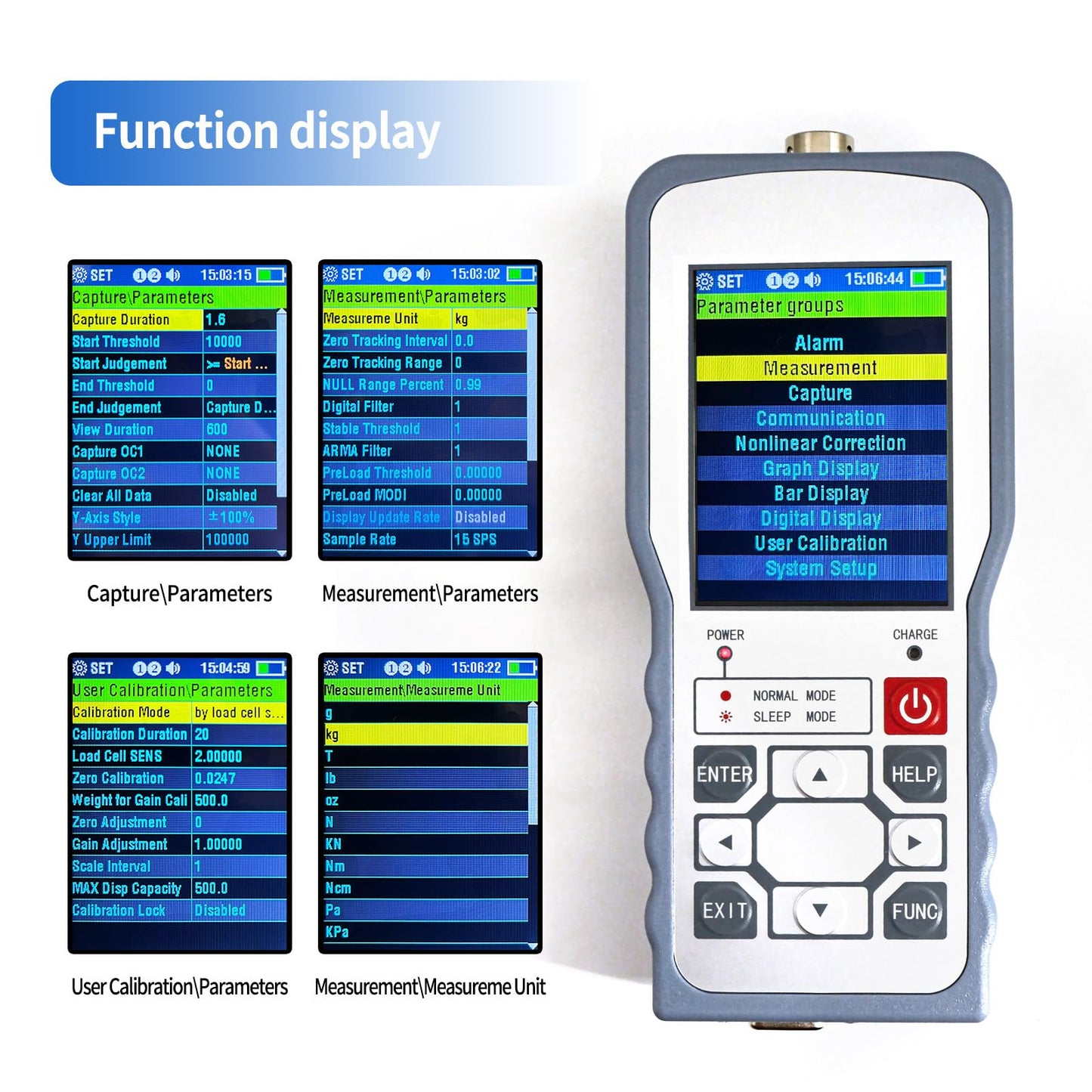 Digital Force Gauge with S Type Load Cell,Push Pull Gauge Dynamometer,Peak/Track Mode, ± 0.05% F.S Accuracy Input MV Signal Test G/kg/T/lb/oz/N/KN/Nm/Ncm/Pa/MPa/GPA/Psi/bar etc. (0-1T)