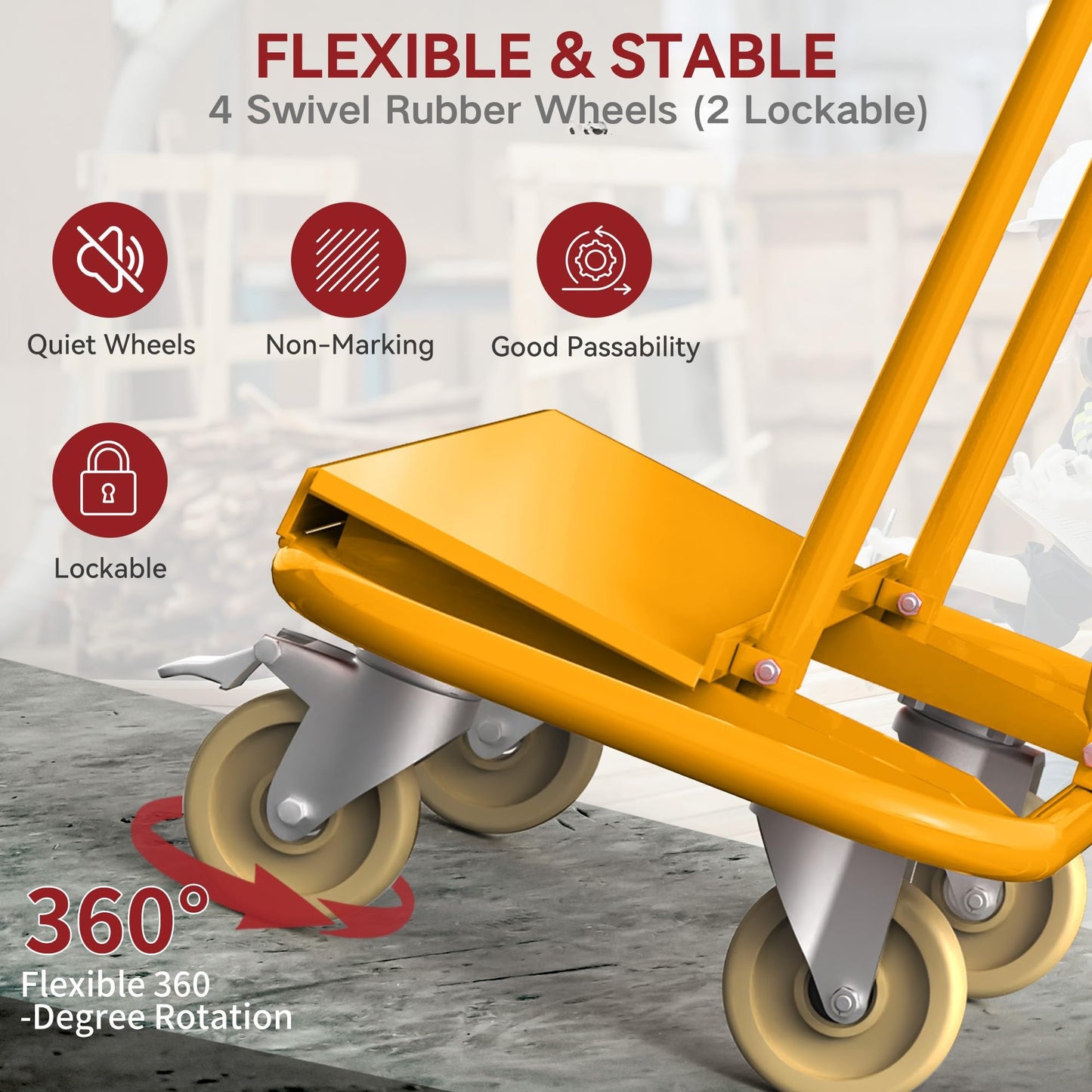 YITAMOTOR 3000lbs Heavy Duty Panel Dolly, Alloy Steel Drywall Sheet Cart 45.3" L×22.4" W×46" H w/ 5" Swivel Wheels for Wall Panel, Sheetrock, Wood Panel, Drywall Cart for Garage, Home, Warehouse