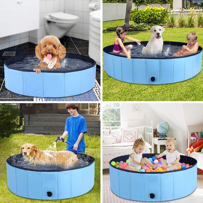 MorTime Foldable Dog Pool Portable Pet Bath Tub Large Indoor & Outdoor Collapsible Bathing Tub for Dogs and Cats (L, 63" x 12")