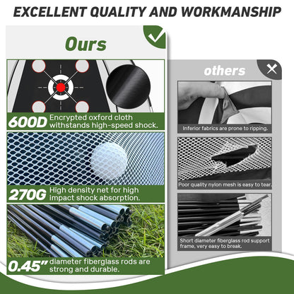 KLAODOT Golf Net with Practice Mat,Golf Hitting Aid Nets 10x7FT for Backyard Driving Chipping Training Swing with Target Mat Balls for Outdoor Indoor，Gifts for Men Dad Him and Golfer