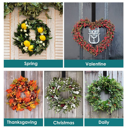 Myfolrena Wreath Hanger Adjustable Door Hanger Wreath Hanger for Front Door 15 to 24inch,Wreath Hook, Hold Up 20lb (Black,1 Pack)