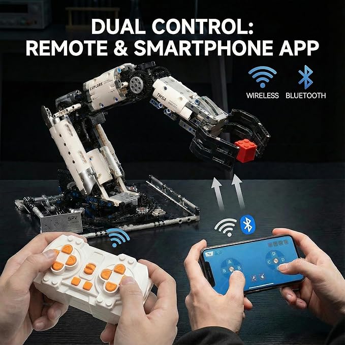 STEM Educational Remote Control Robotic Arm Building Kit Programmable APP Control Robot Toy 8-Directional Movement Engineering Building Set for Kids 8-14 &amp Adult Tech Enthusiasts