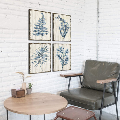Botanical Plant Canvas Wall Art: 4 piece Blue Leaf Picture Minimalist Eucalyptus Prints Nature Leaves Painting Artwork for Bedroom Home Office