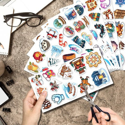 Cute Winter Stickers Pack for Kids Teens and DIY Crafts Lovers 108Pcs Vinyl Waterproof Snowman Snowflake Animal Mug Star Themed Laptop Water Bottles Journaling