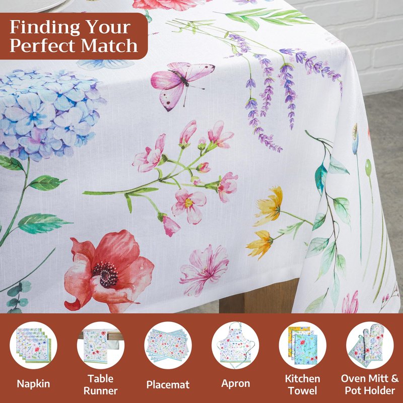 Maison d' Hermine Table Cloth Rectangle Table 100% Cotton 70 x 120 Inches Tablecloth Reusable Decorative for Dining Kitchen Room Farmhouse Home Gifts for Mothers Day Spring Summer - Just Floral
