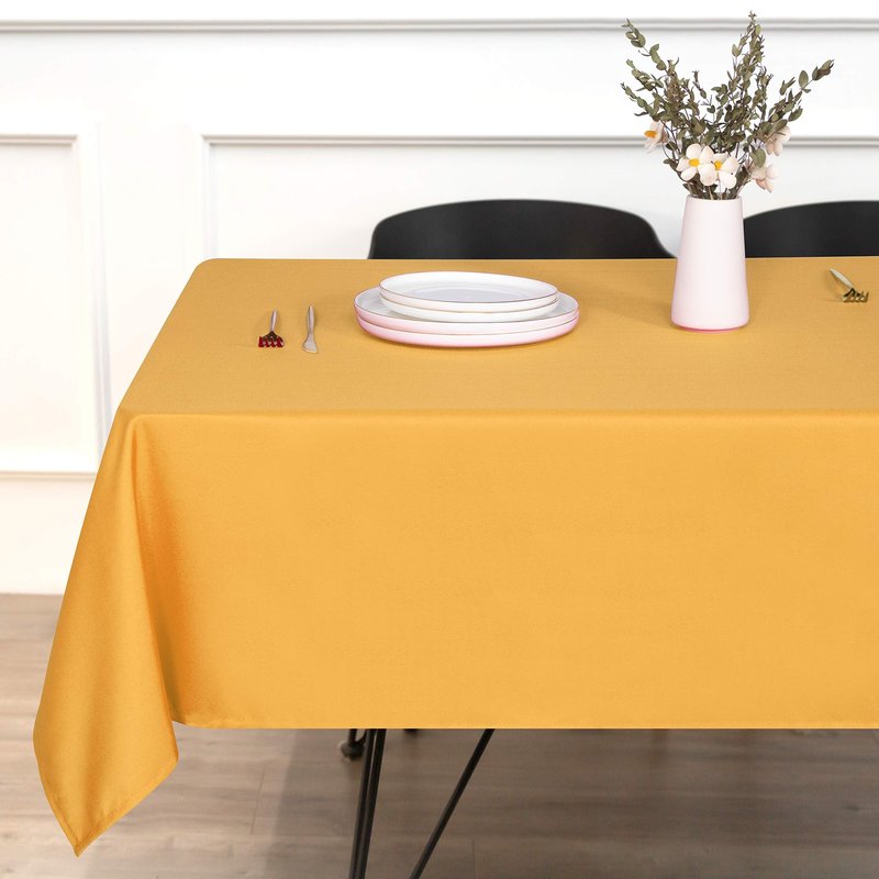 sancua Rectangle Tablecloth - 60 x 84 Inch - Stain and Wrinkle Resistant Washable Polyester Table Cloth, Decorative Fabric Table Cover for Dining Tables, Buffet Parties and Camping, Gold
