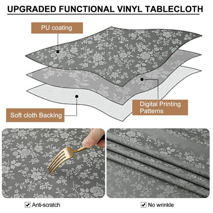 Smiry Rectangle Table Cloth, Waterproof Heavy Duty Vinyl Tablecloths, Wipeable Washable Table Cover for Kitchen and Dining Room (Grey, 60" X 102")