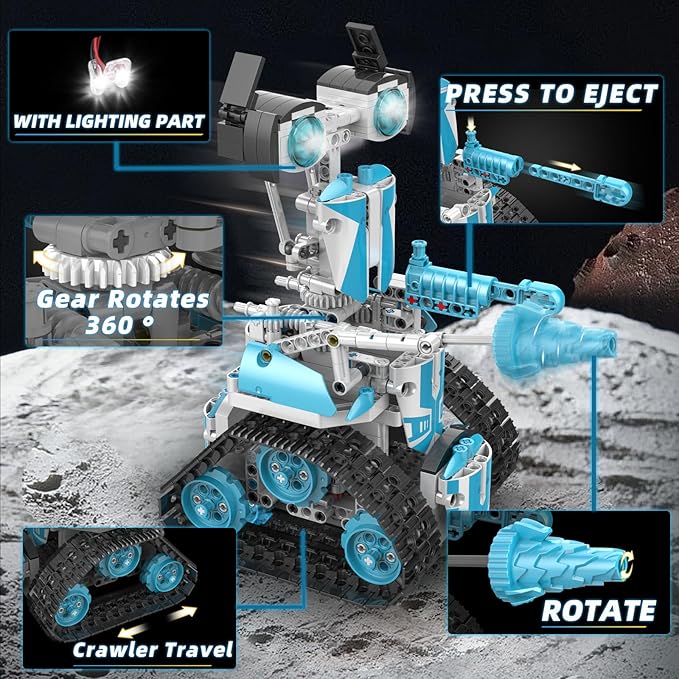 STEM Robot for Kids Ages 8-14 5-in-1 Remote Control and APP Programmable Robot Toys - 720 Pcs DIY Building Science Educational Kit Building Block Birthday Present for Teen Boys Girls