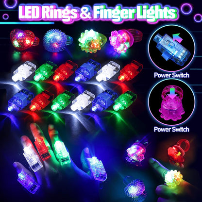 Skiennix 150PCS Glow in the Dark Party Supplies - Light Up Glasses, Headbands & Rings | Neon Party Pack