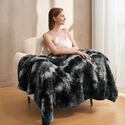 Electric Heated Blanket 50"x60",Luxury Grey Faux Fur Electric Throw Blanket,Fast Heating Soft Fluffy Thick Electric Blanket with 6 Heating Levels & 12H Auto Off