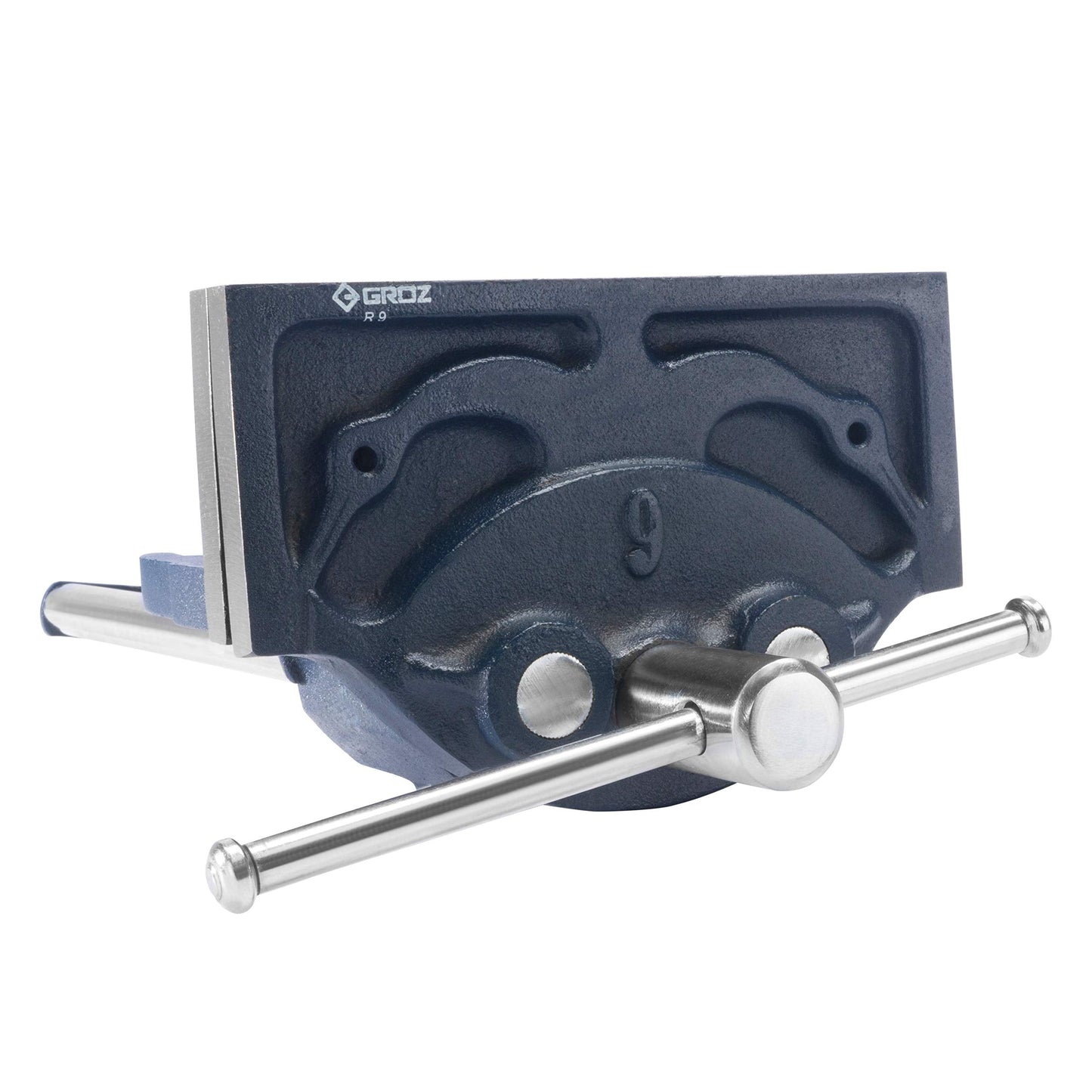 Groz 9" Rapid Action Woodworking Vise, 13-1/2" Jaw Opening, Buttress Thread Screw, Cast Iron Body with TOE-IN Jaws for Workbench Cabinet and Furniture Building (39012)