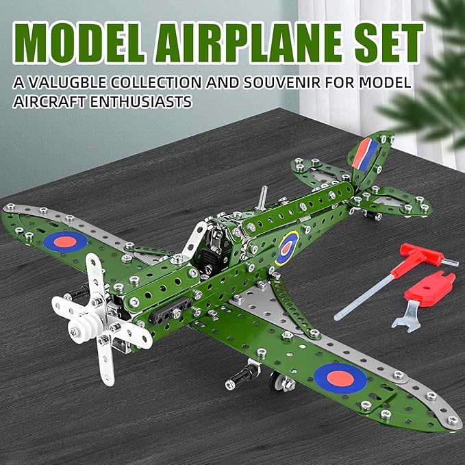 STEM Building Toys Model Airplane Kits for Boys 8-12Airplane Model Scale 1:32 Metal Building KitErector Sets Model Planes for Kids 8-12Best Airplane Gifts for Hurricane Fighter Fans