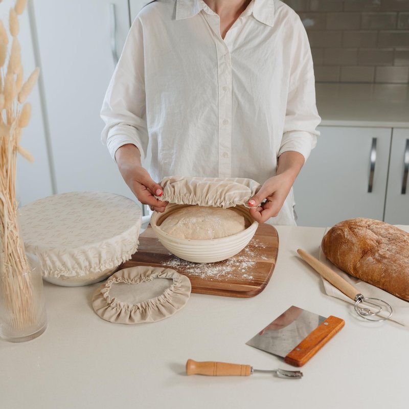 Beautiful Linen Cotton Blend Bowl Covers for Bread Proofing - Reusable Set of 3 in Varying Sizes Easily Fit Your Bowls 7" to 13" - Durable Fabric Covers, Ideal Sourdough Bread Baking Accessories