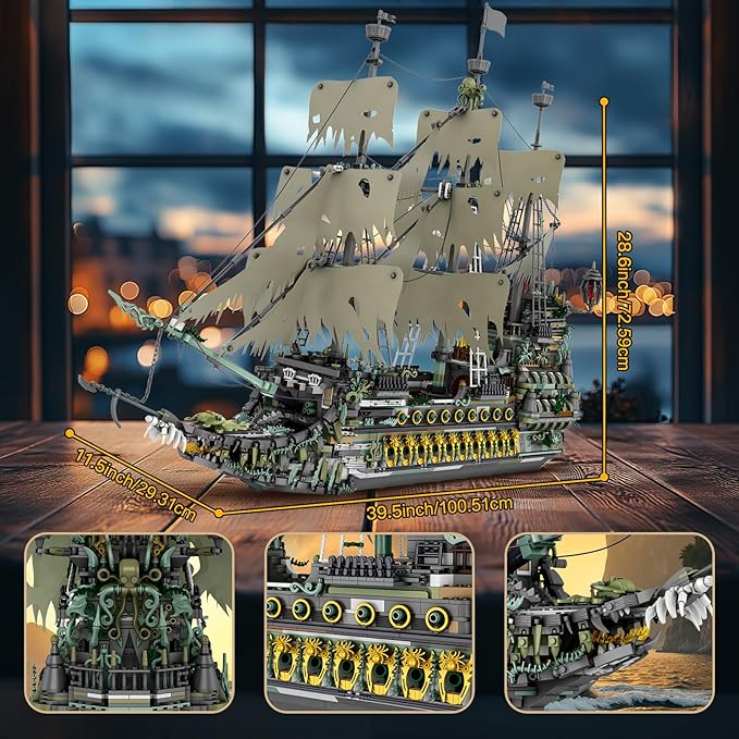 NUTCRACKER Pirate Ship Building Blocks Set Ghost Ship Flying Dutchman Large MOC Pirate Ship Construction Model Sailing Boat Toy Building Set Christmas Birthday Gift for Adult 14+ (5865 Pieces)