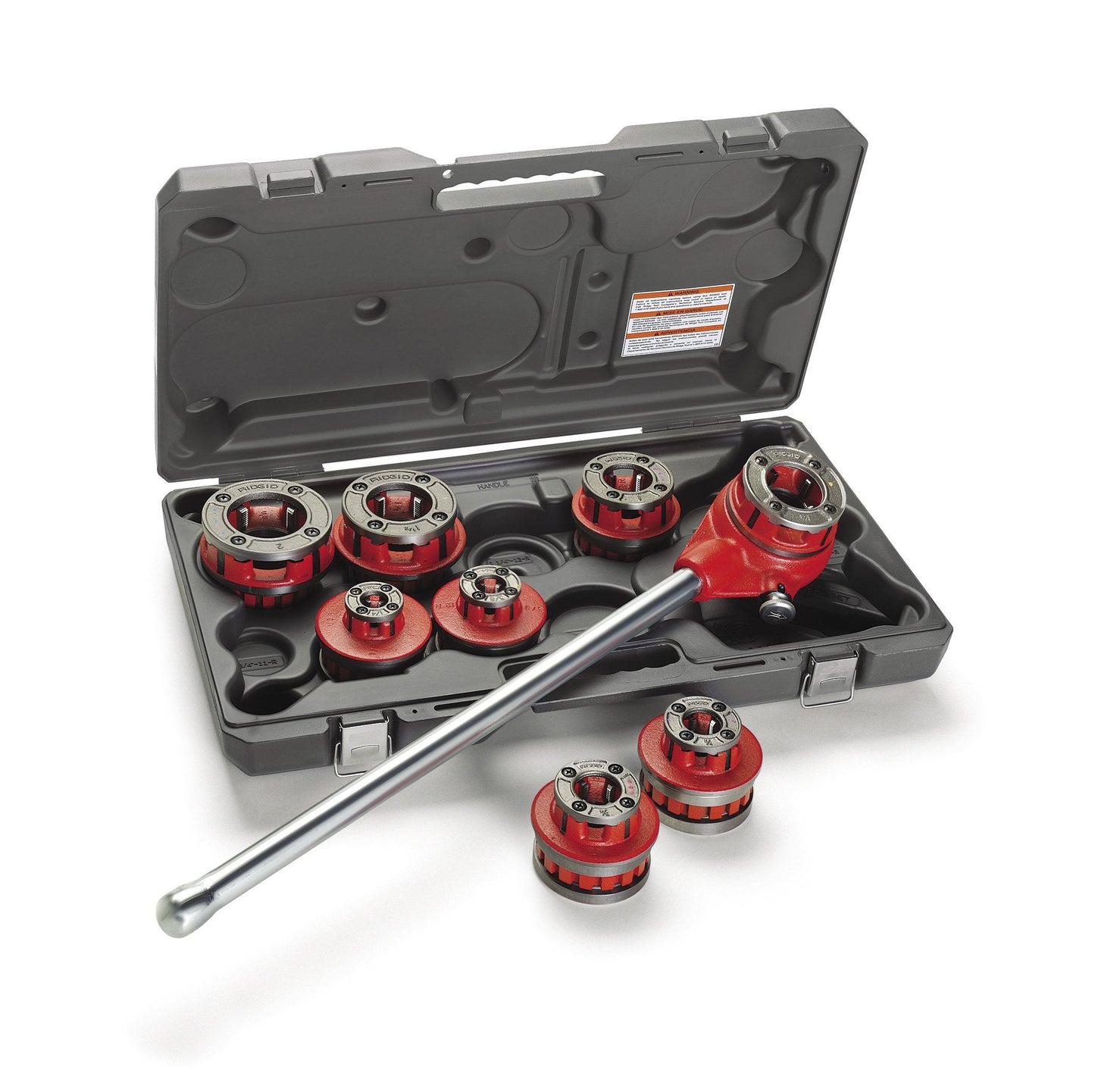 RIDGID 36475 Exposed Ratchet Threader Set, Model 12-R Ratcheting Pipe Threading Set of 1/2-Inch to 2-Inch NPT Pipe Threading Dies and Manual Ratcheting Pipe Threader with Carrying Case