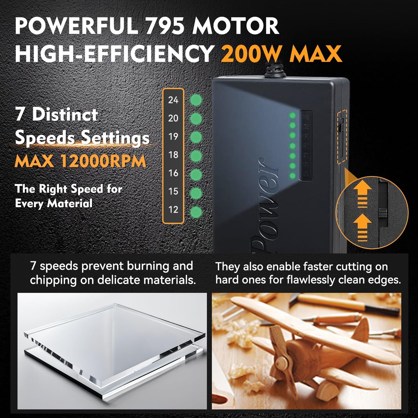 Super Mini Table Saw for Crafts,[Dual Motor & Switches] 7 Speeds MAX 200W Multifunctional Table Saw with 122+ Accessories, Cut/Engrave/Polish/Drill, Compact Design for Model Making, Gift for Creators