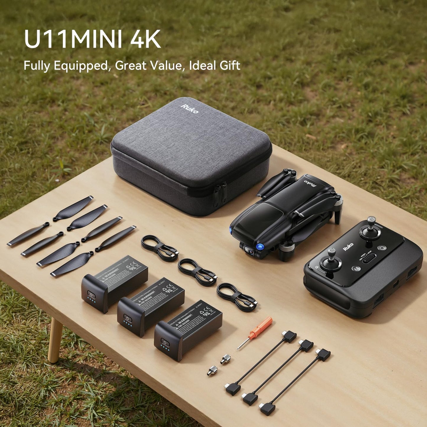 Ruko U11MINI 4K, Drones with Camera for Adults 4K Video 8K Photo, Under 249g, 3-Axis Gimbal, 20000ft FPV Transmission, AI Takeoff/Landing, Auto Return, GPS with Beeper, TOF, Beginner (96-Min Flight)