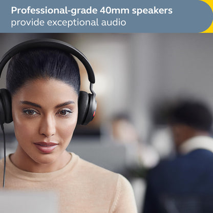 Jabra Evolve2 40 SE Wired Stereo Noise-Cancelling Headset - Features 3-Microphone Call Technology and USB-C Cable - MS Teams Certified, Works with All Other Platforms - Black