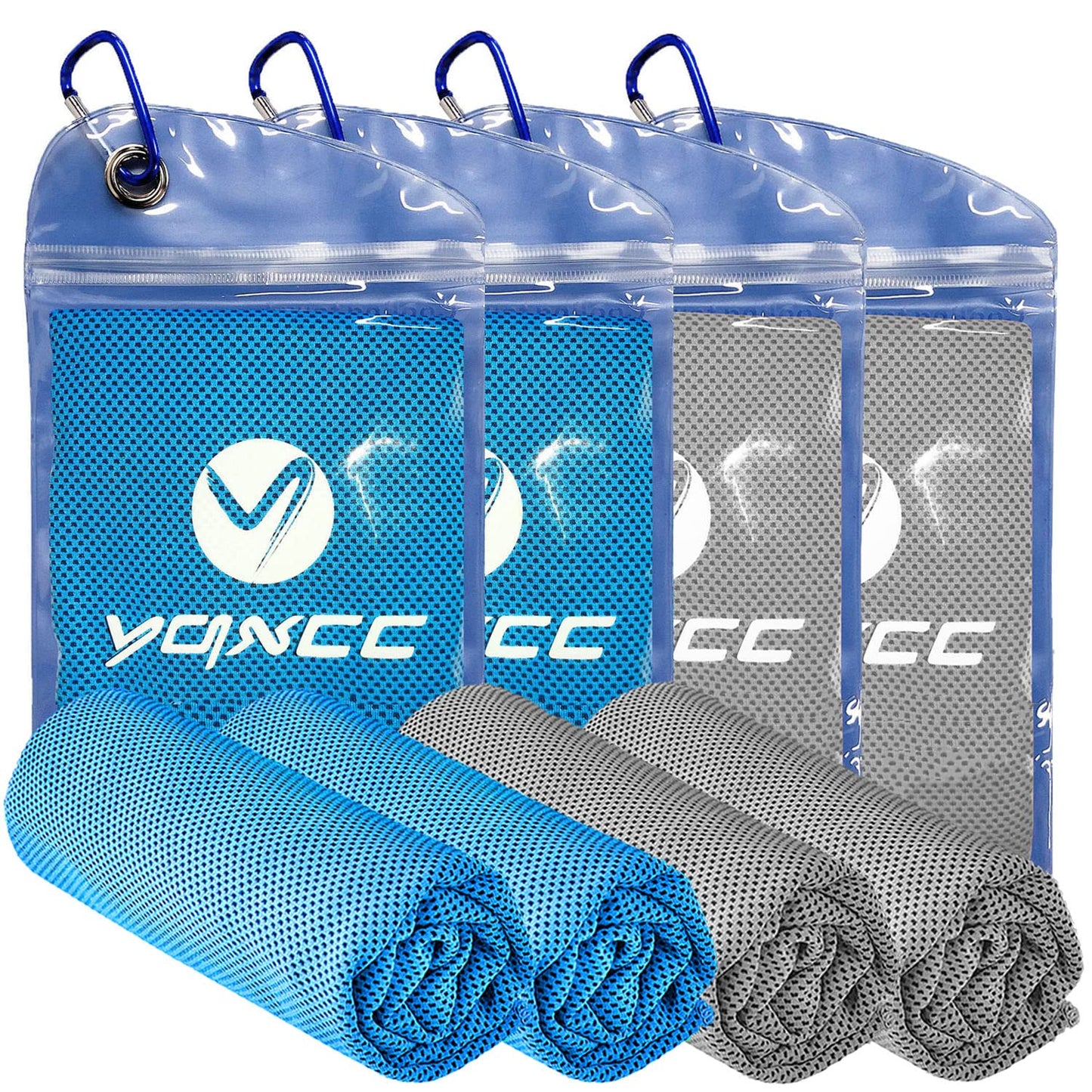 YQXCC 4 Pack Cooling Towel (47"x12") Ice Towel for Neck, Microfiber Cool Towel, Soft Breathable Chilly Towel for Yoga, Sports, Golf, Gym, Camping, Running, Fitness, Workout & More Activities